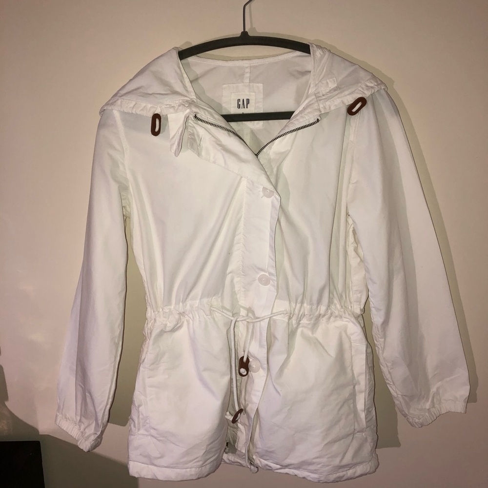 Gap White Spring Hooded Jacket Small - image 2